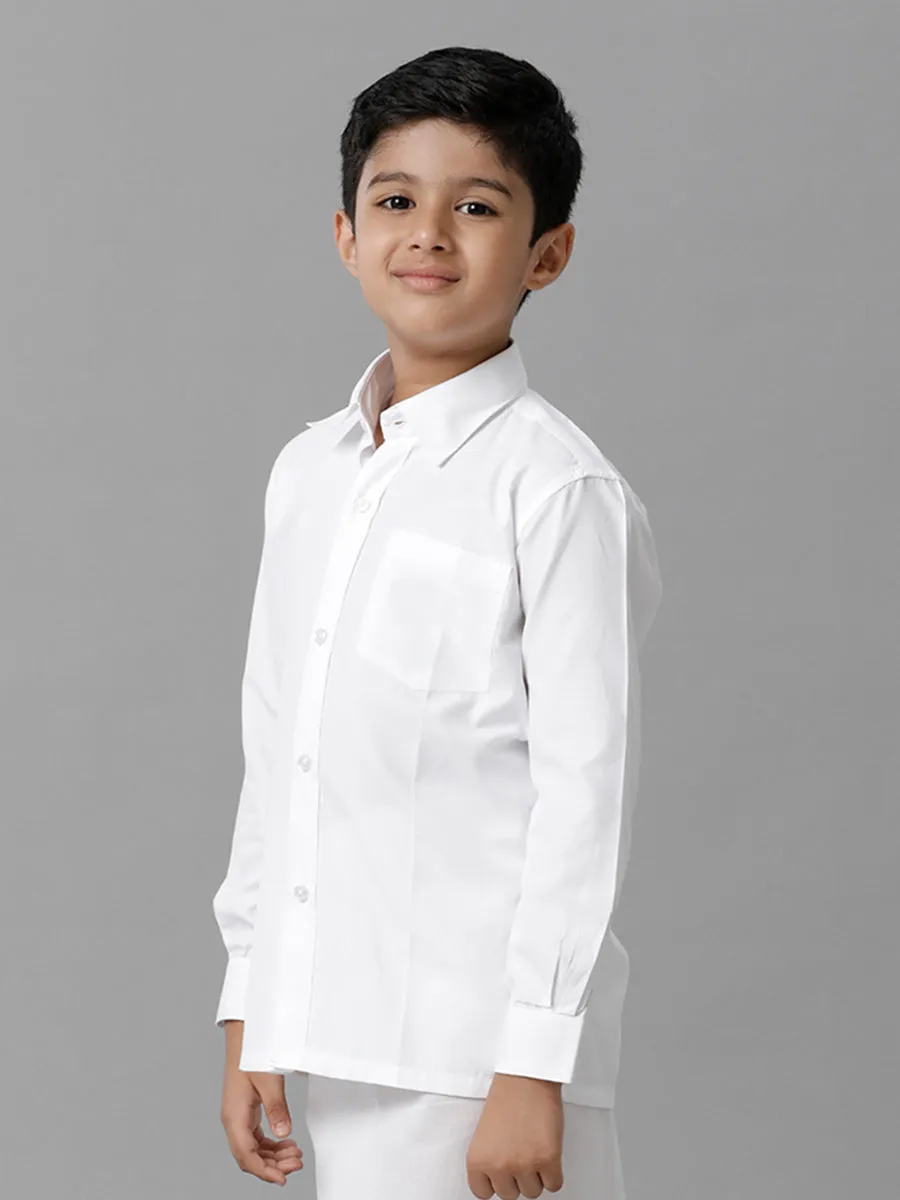 Boys Cotton Full Sleeves White Shirt