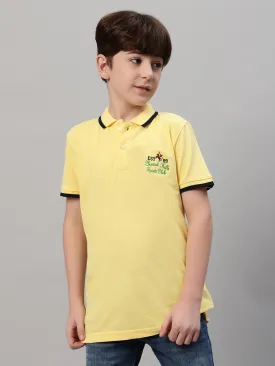 Boy's Yellow Solid T-Shirt