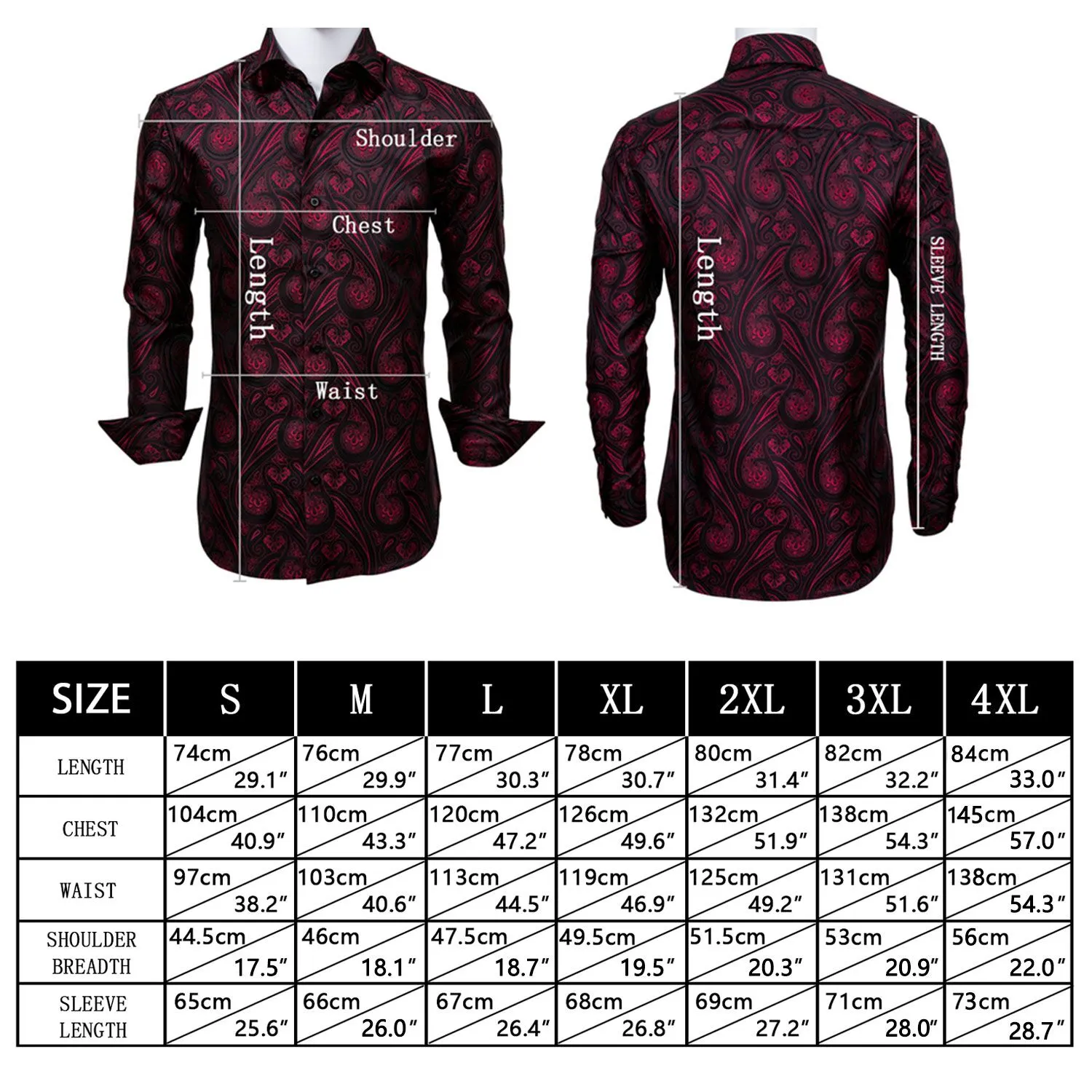 Brown Golden Paisley Pattern Silk Men's Long Sleeve Shirt