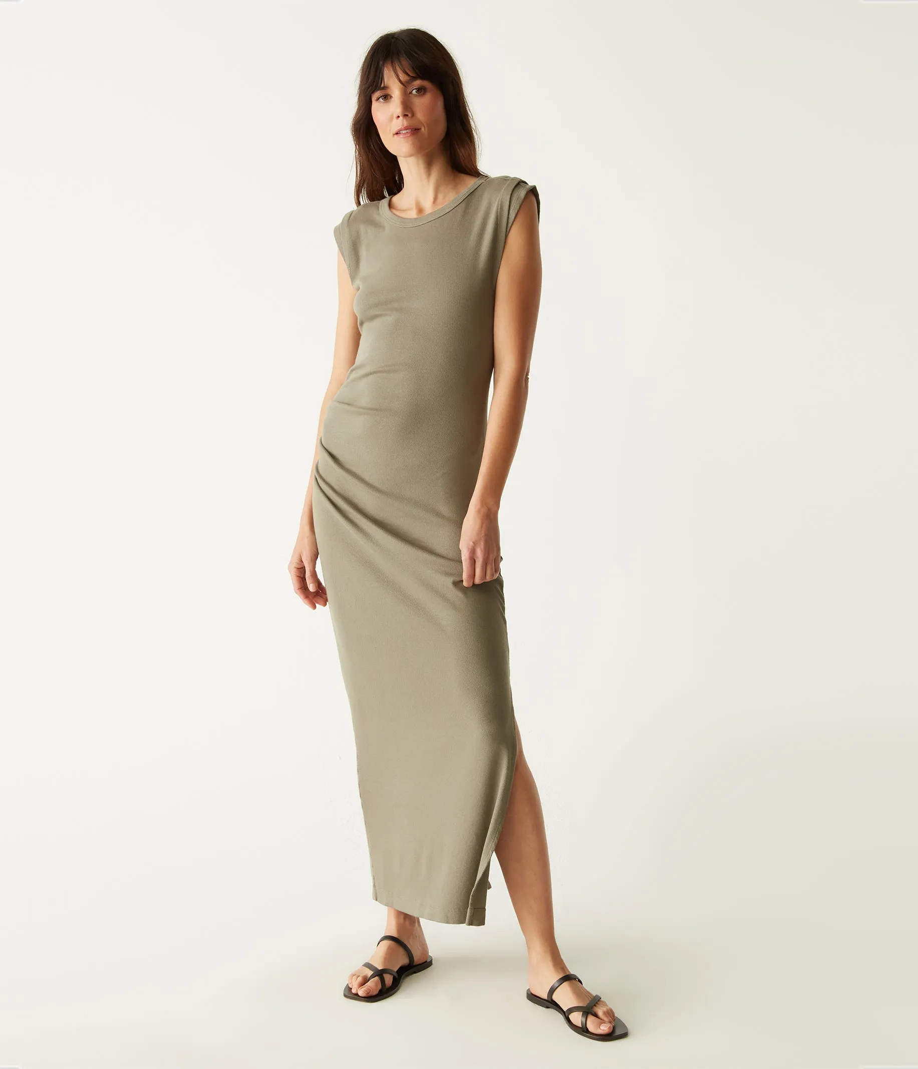 Calliope Power Shoulder Maxi Dress