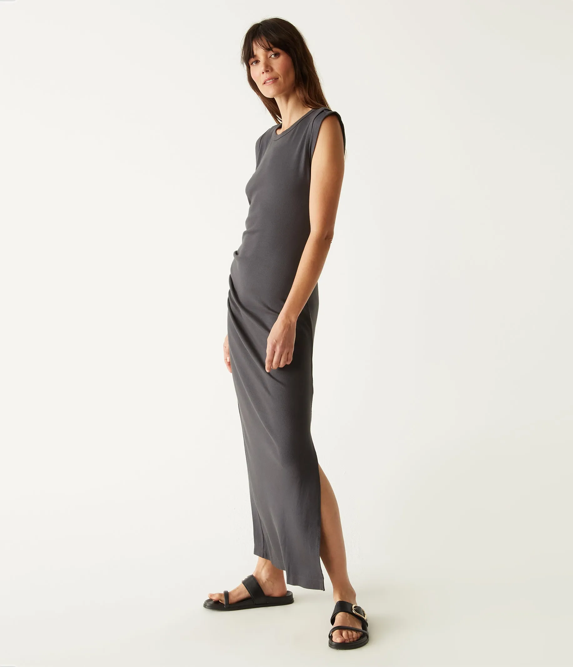 Calliope Power Shoulder Maxi Dress