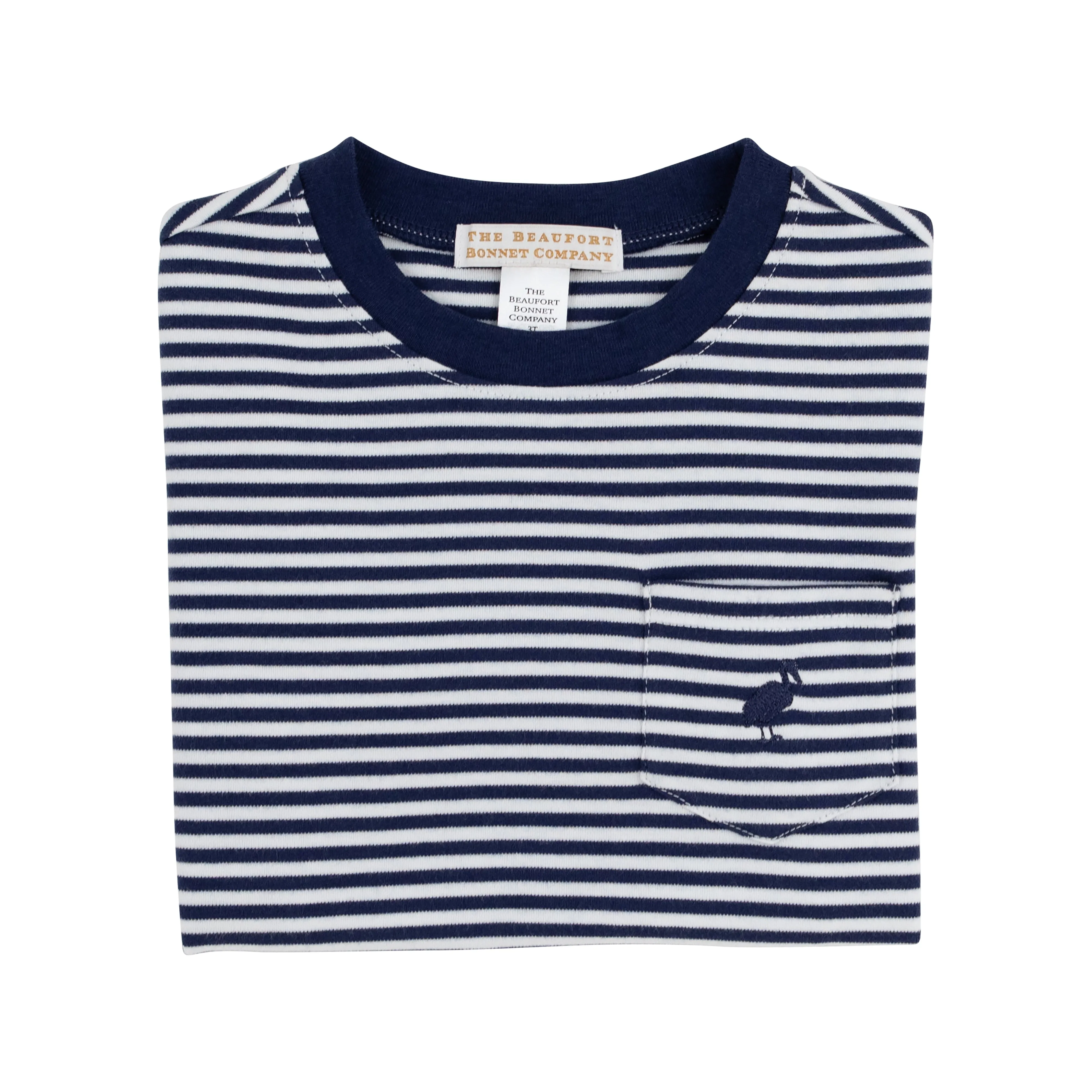 Carter Crewneck - Nantucket Navy Stripe with Nantucket Navy Stork