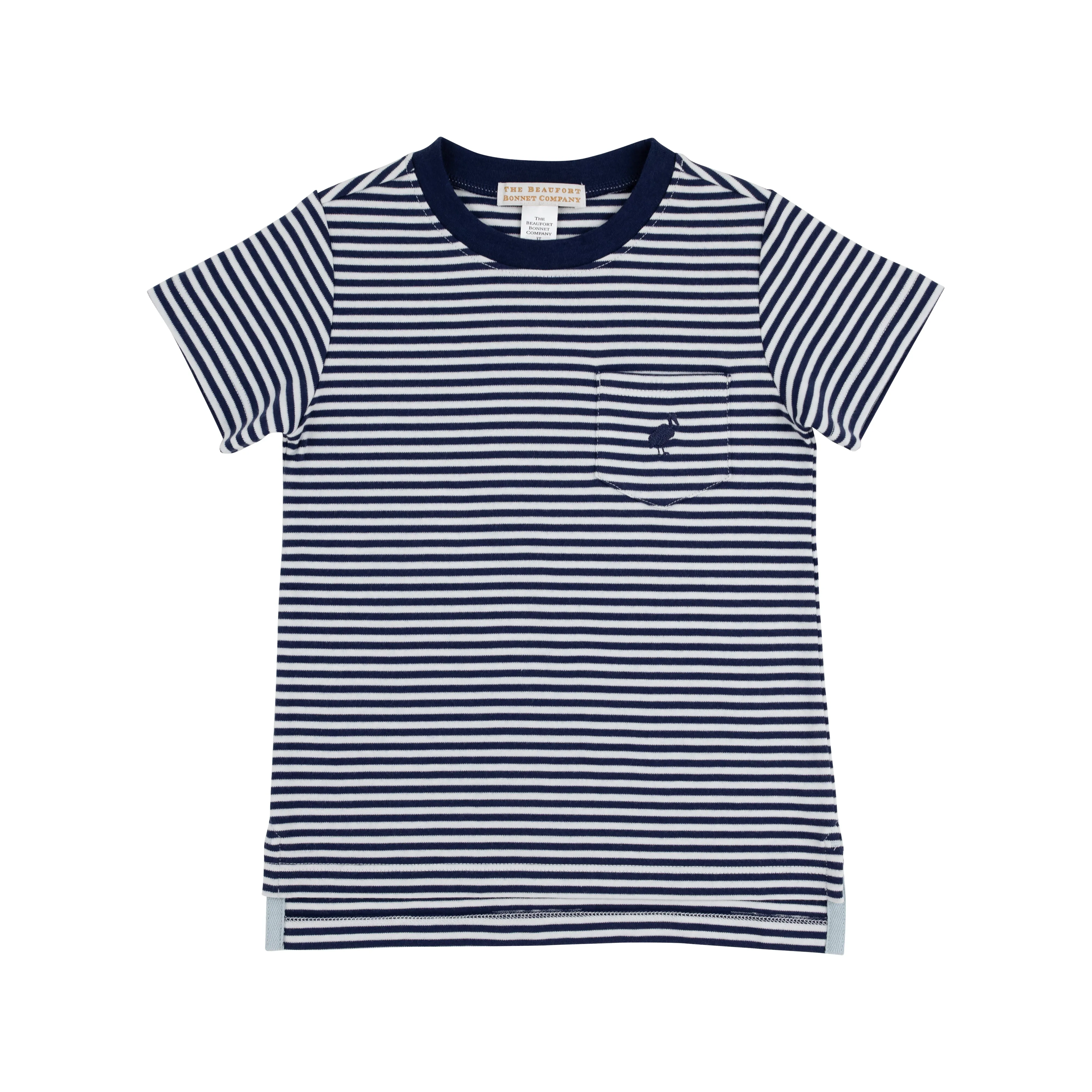 Carter Crewneck - Nantucket Navy Stripe with Nantucket Navy Stork