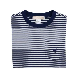 Carter Crewneck - Nantucket Navy Stripe with Nantucket Navy Stork