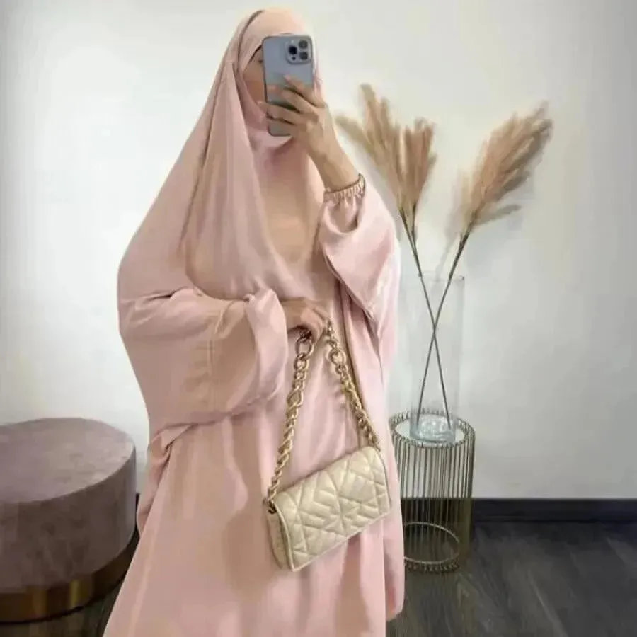 Casual  Plain Umrah and Haji Abaya Robe Dress for Muslim Arab Middle East Women