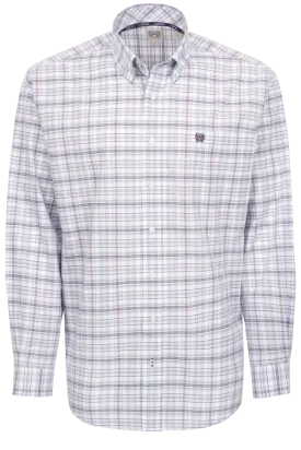 Cinch Button-Front Shirt - Purple Plaid