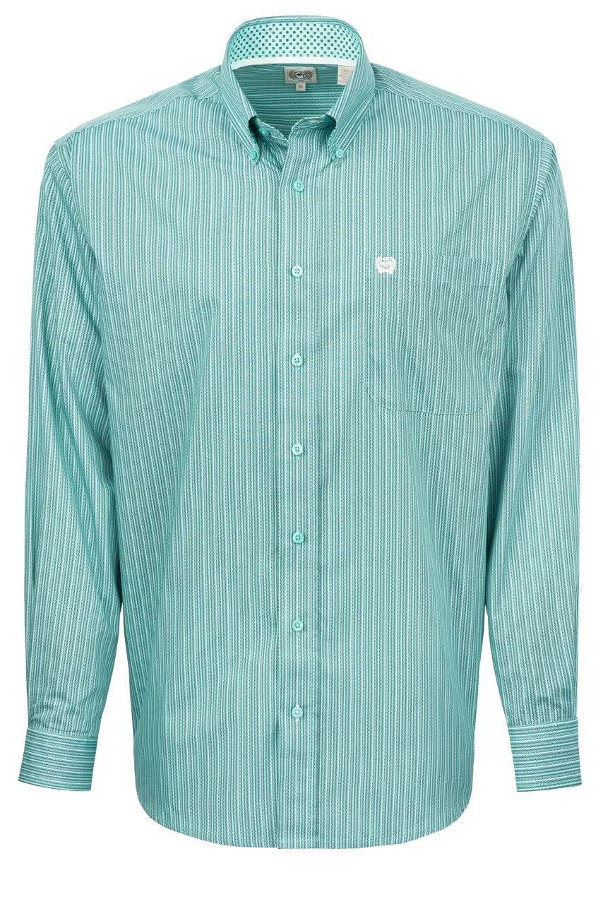 Cinch Striped Button-Front Shirt - Mint