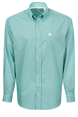 Cinch Striped Button-Front Shirt - Mint