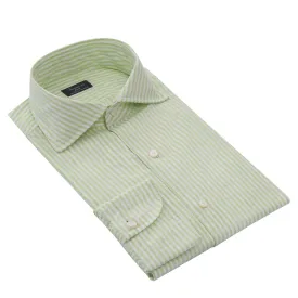 Classic Napoli Cotton Shirt with Striped Sticks in Green