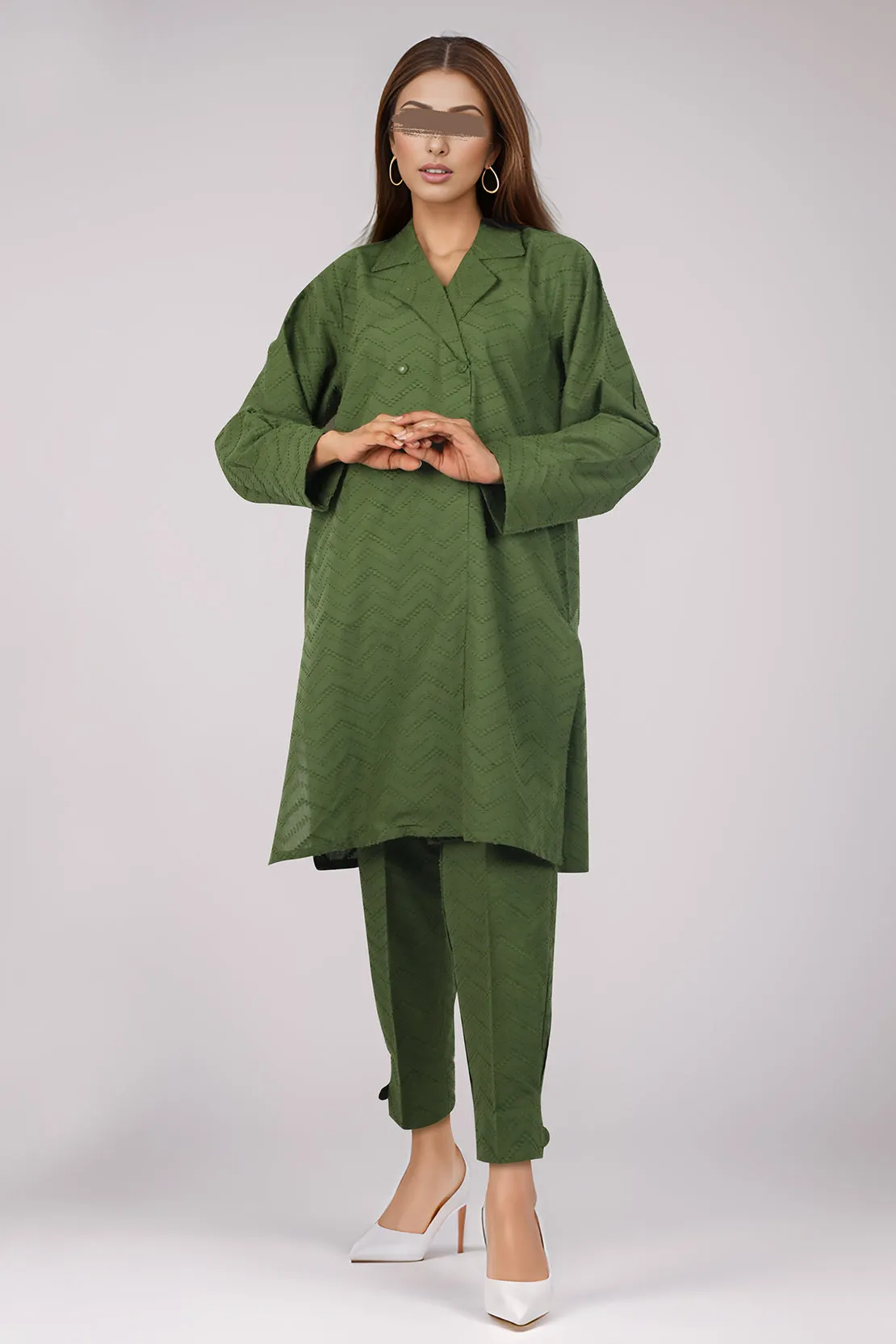 Cotton Jacquard Stitched 2 Piece (Shirt/Trouser)