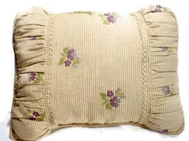 Decorative bed Pillow, Designer pillow with Antique lace and gathered edges