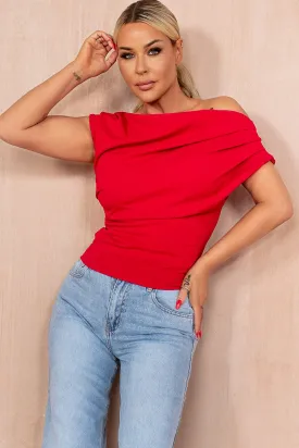 Donna Red Off The Shoulder Top