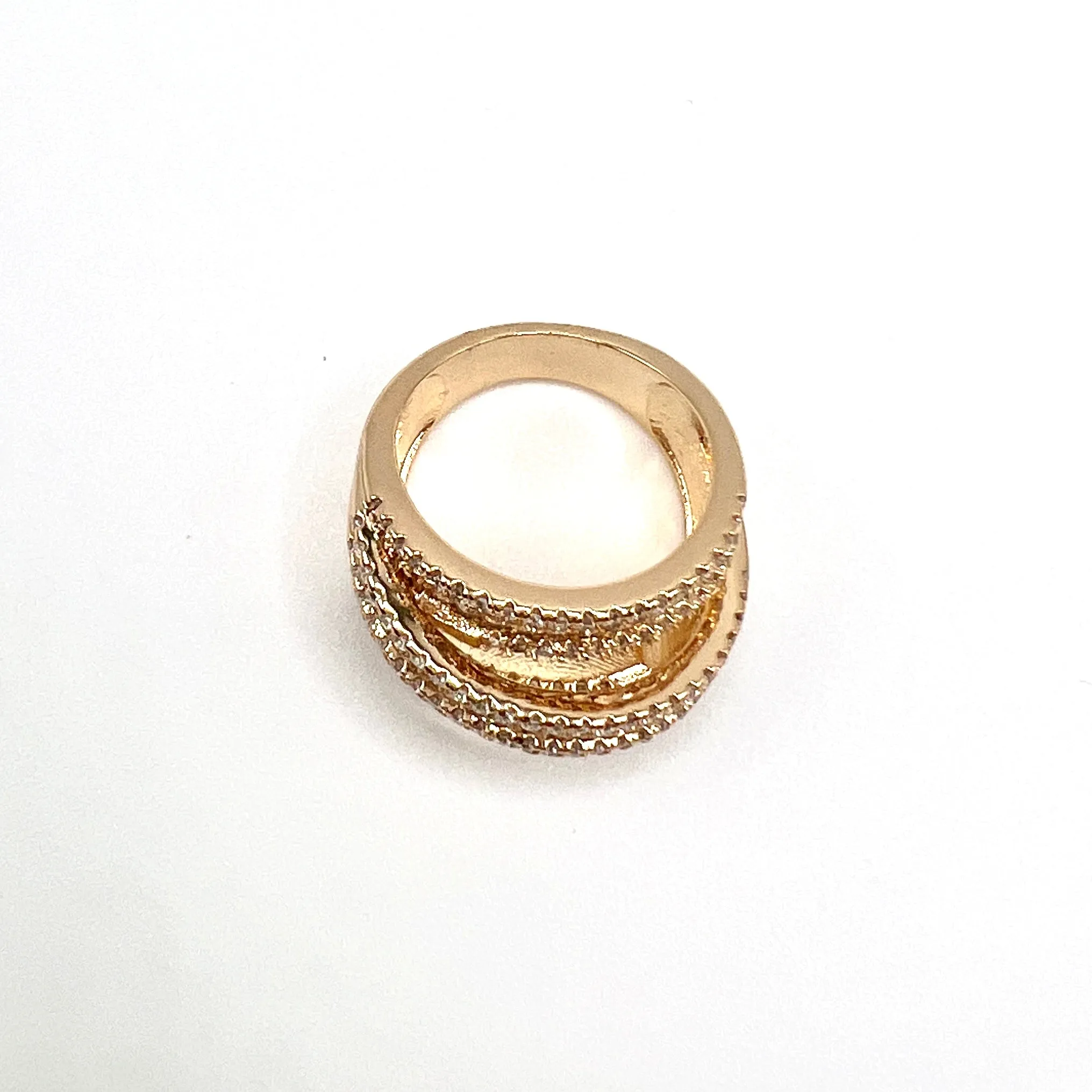 Double Bands pave and baguettes Ring