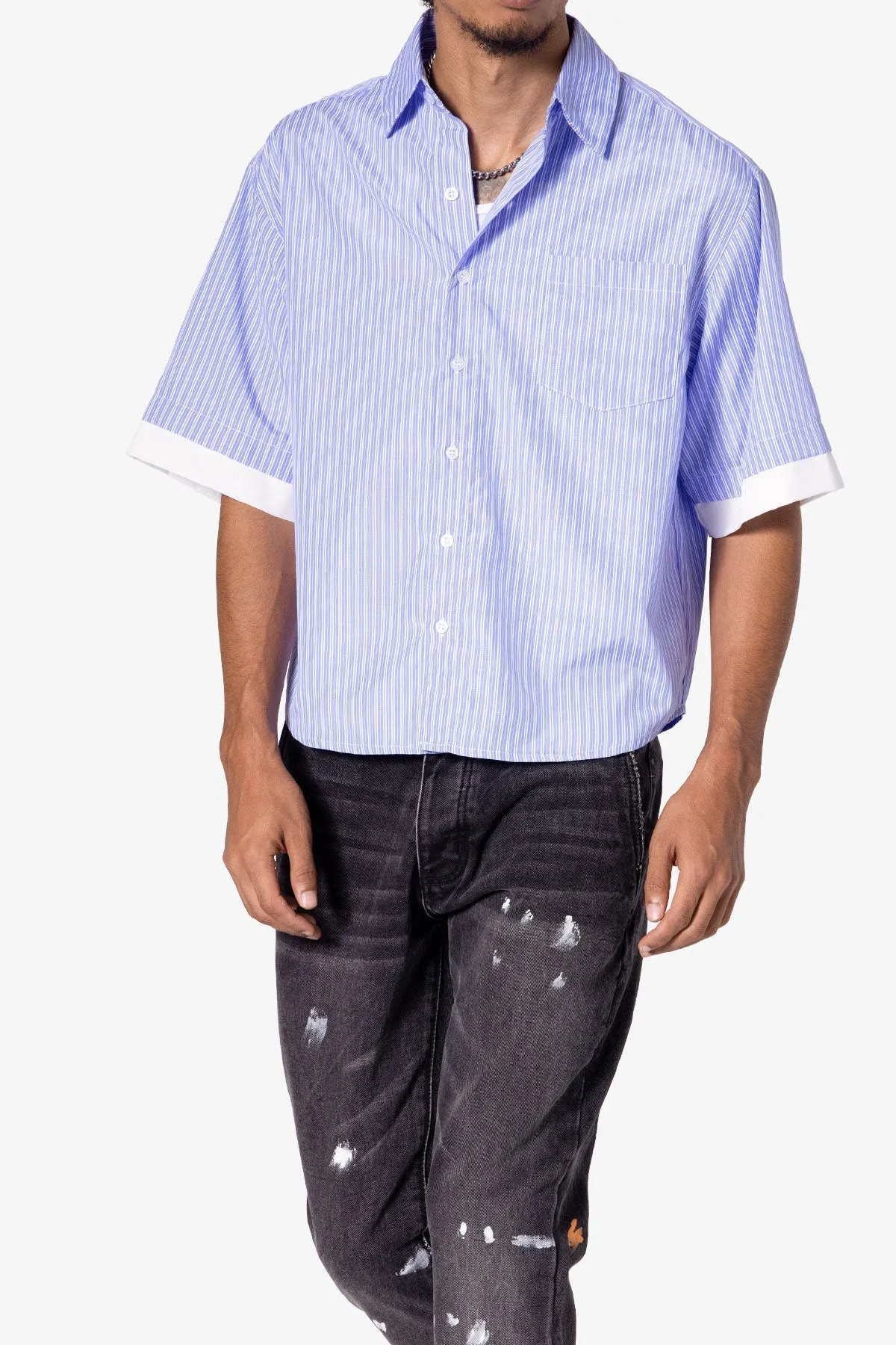 Dual Layered Striped Shirt - Blue