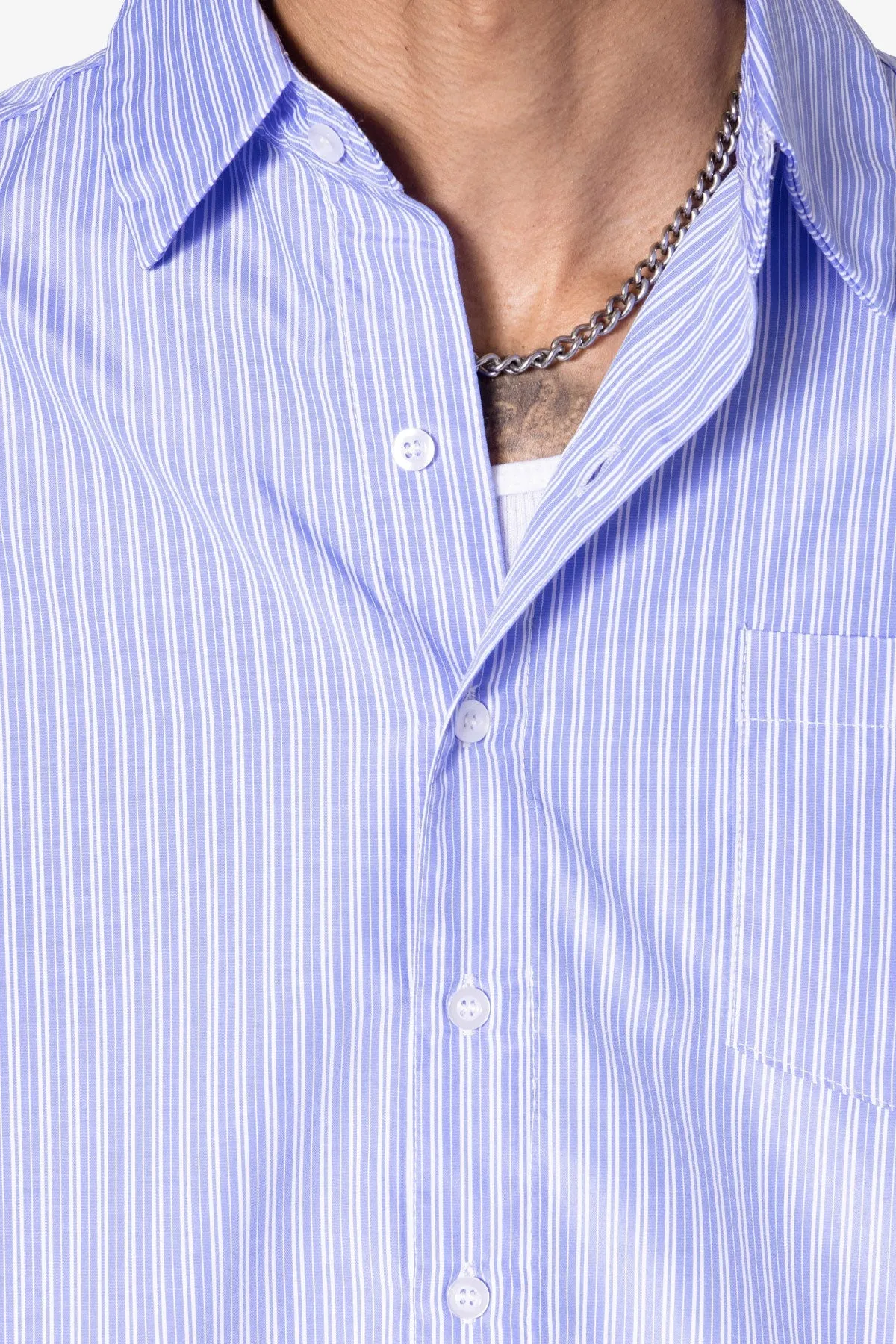 Dual Layered Striped Shirt - Blue