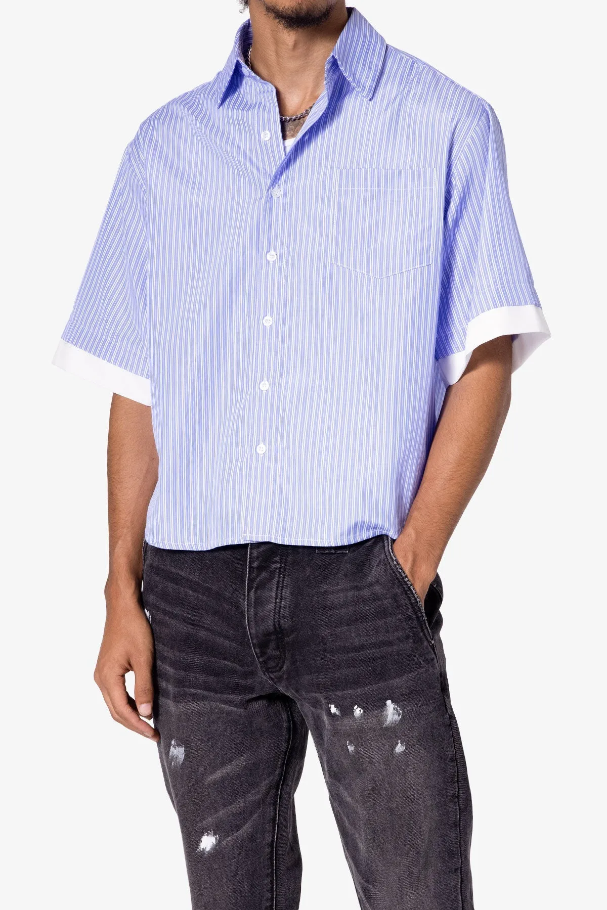 Dual Layered Striped Shirt - Blue