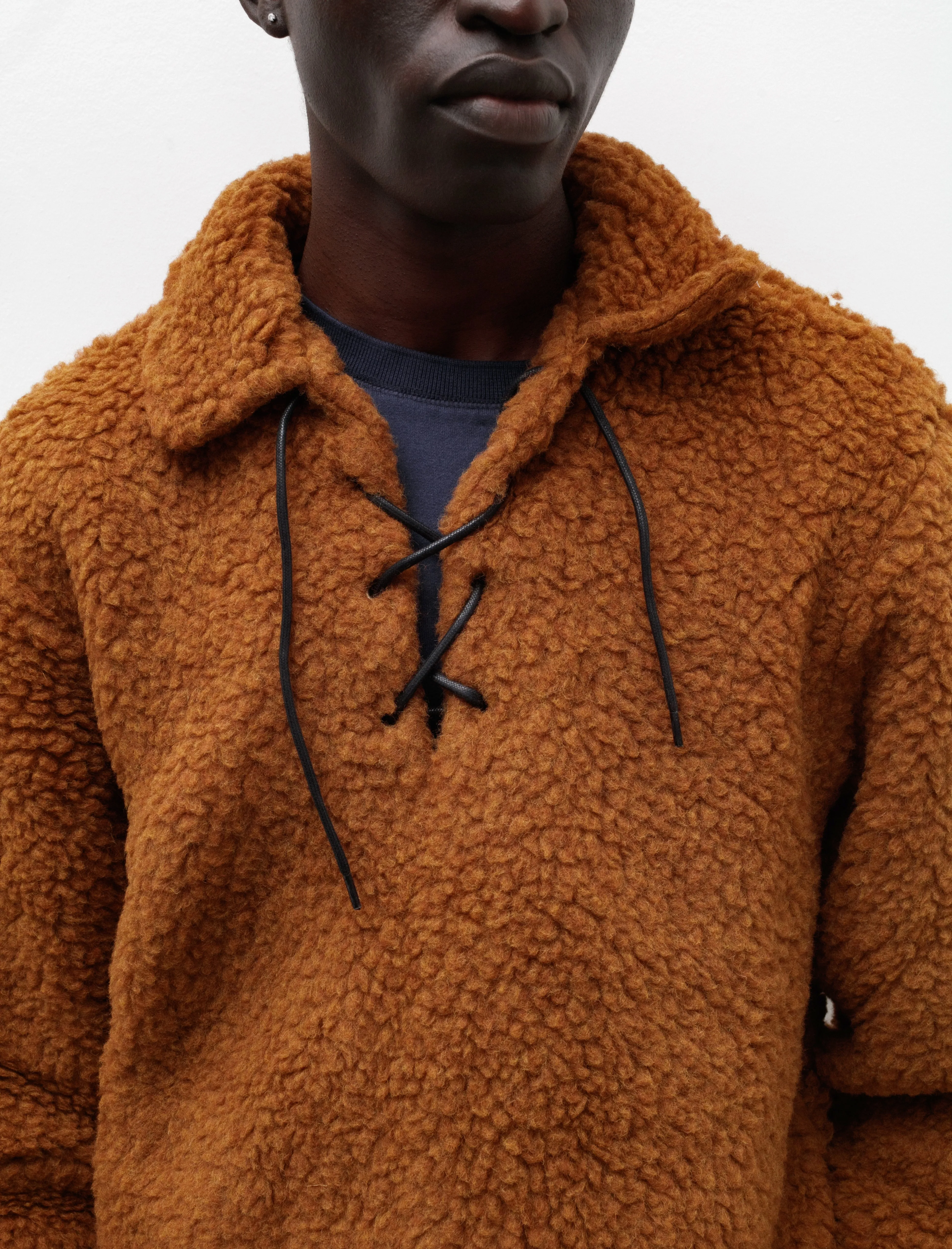 Fleece Tie Up Pullover Caramel