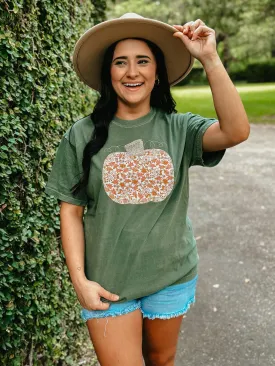 Floral Glitter Pumpkin Applique Tee