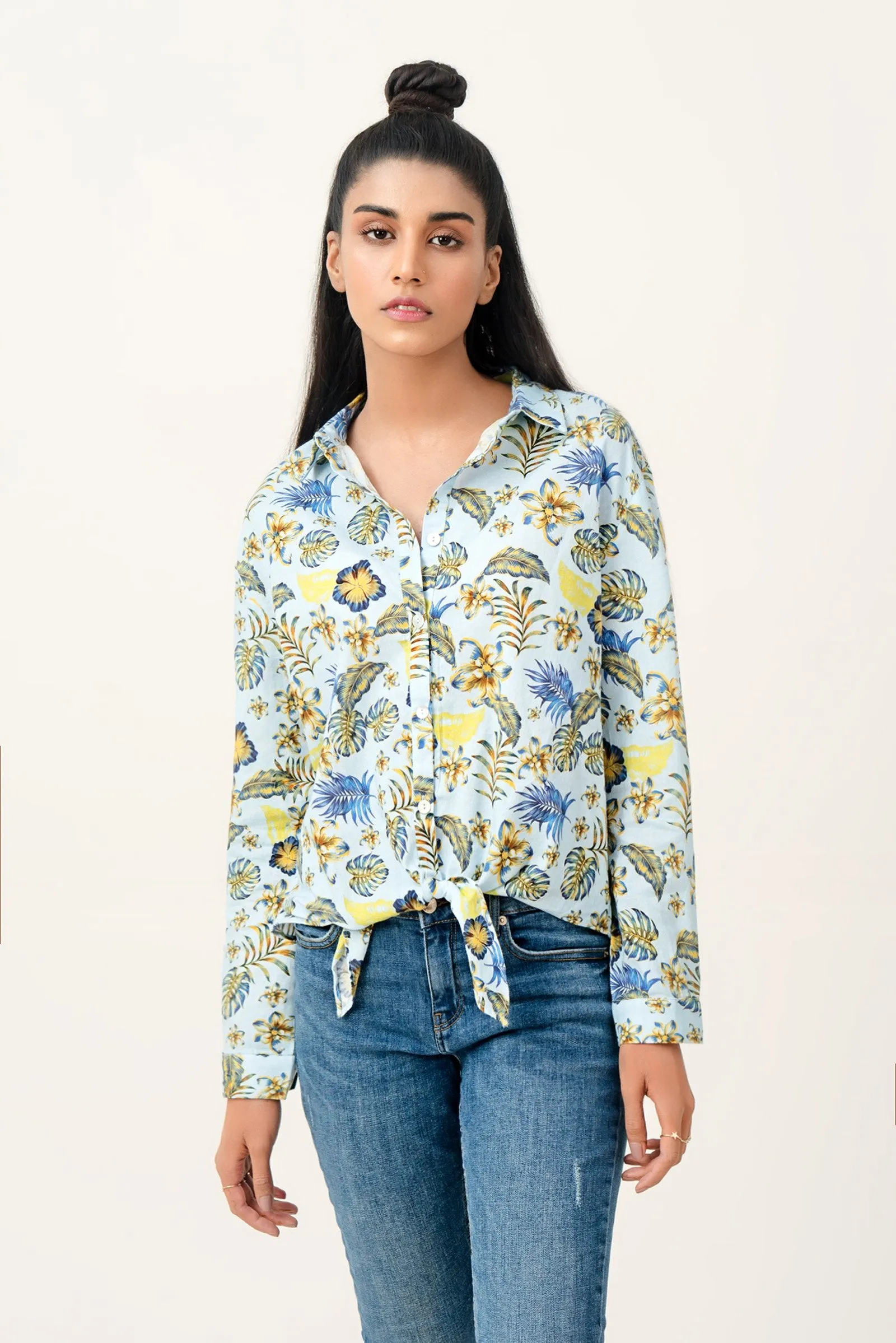 Floral Tie-Up Shirt