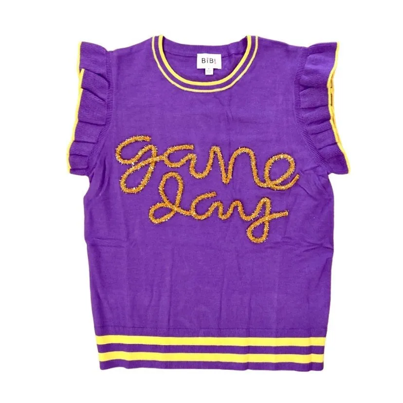 Gameday Ruffled Sleeveless Sweater