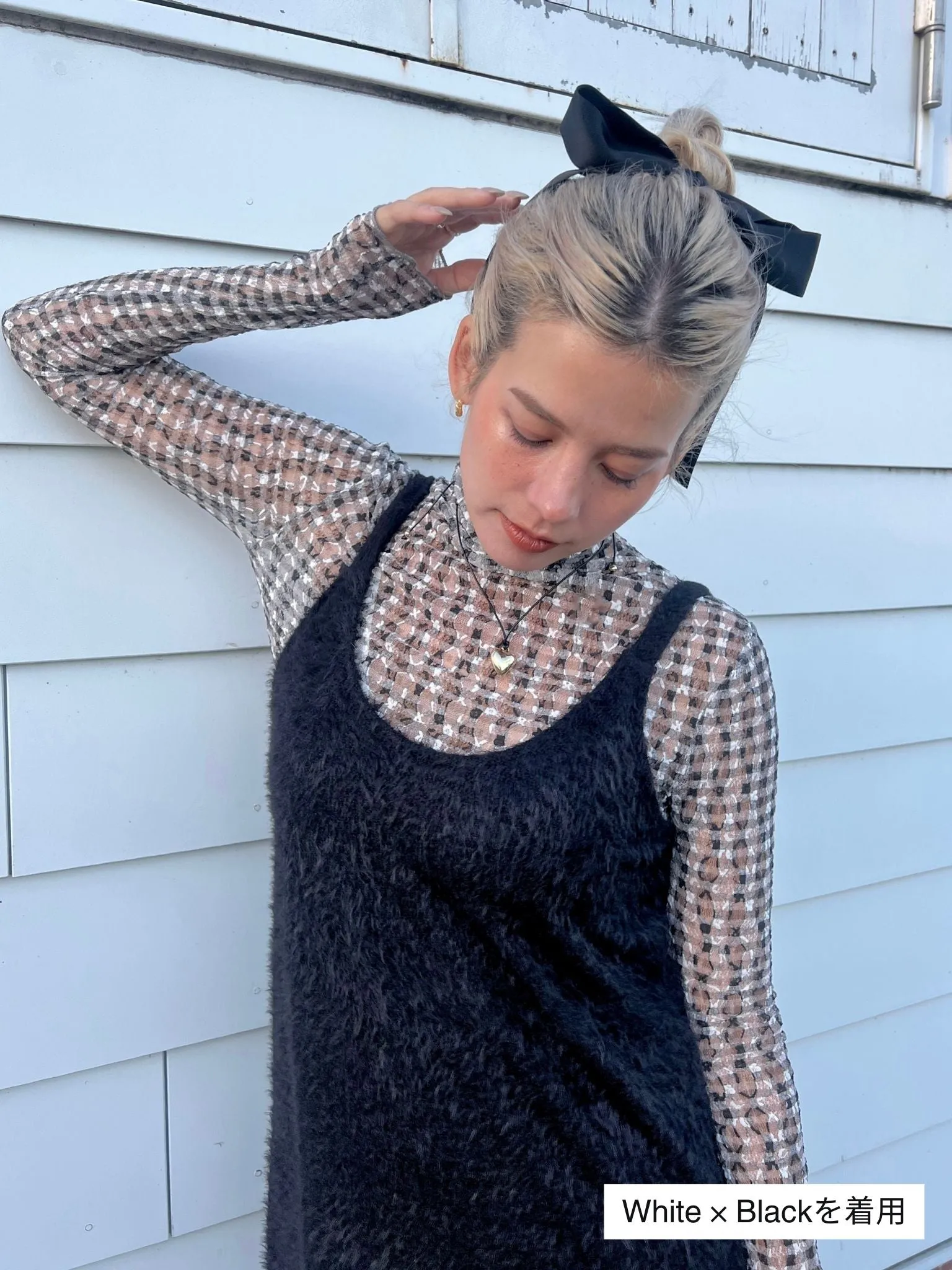 Ginghamcheck See-through Top