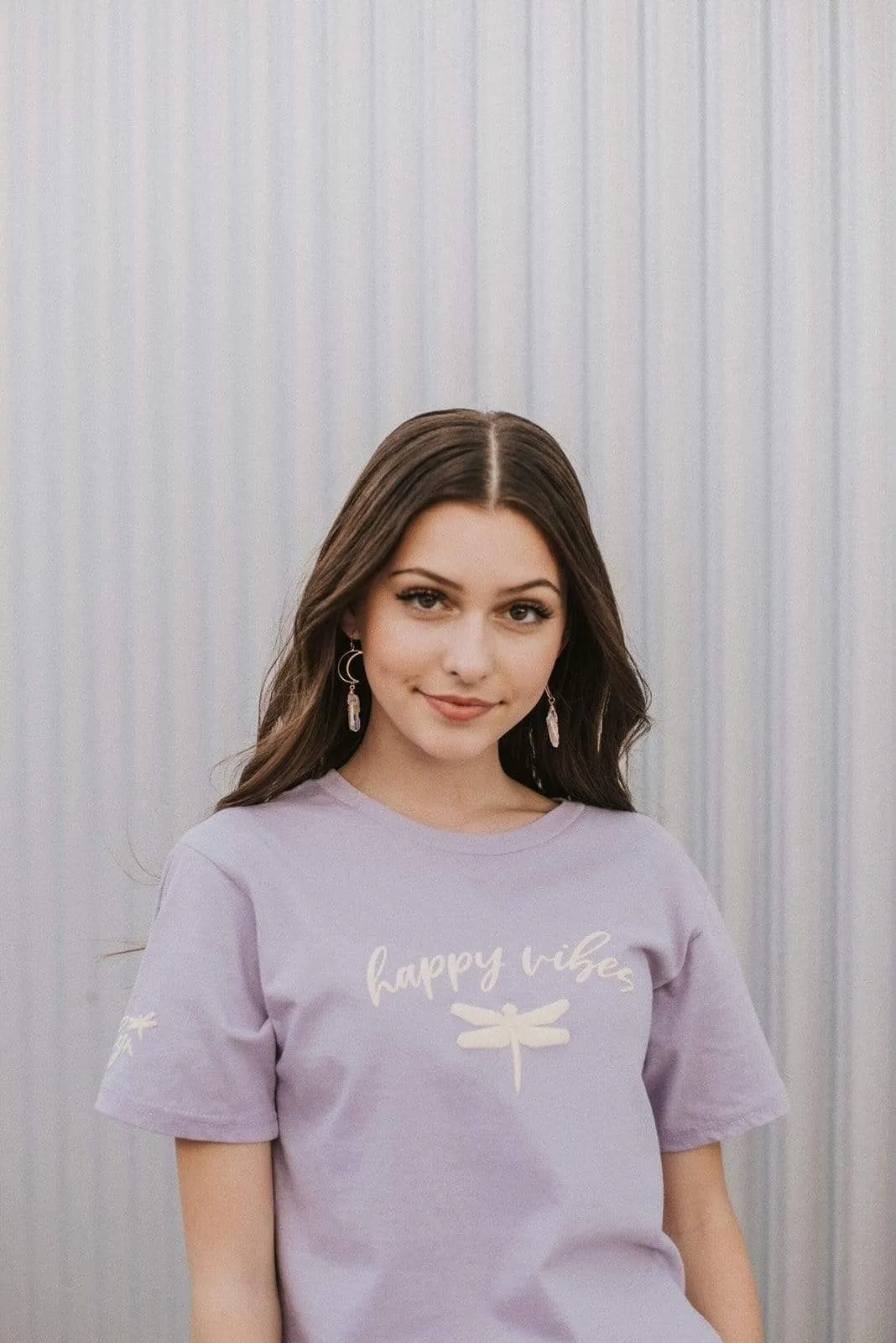 Jazlyn Jade 'Happy Vibes' Orchid T-Shirt