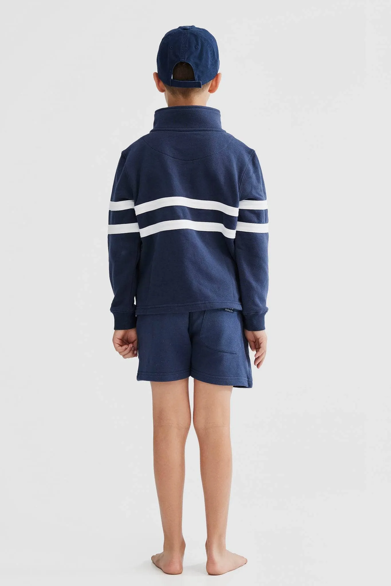 Jnr Collegiate Stripe Quarter Zip Navy