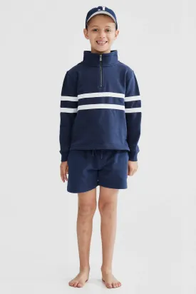 Jnr Collegiate Stripe Quarter Zip Navy