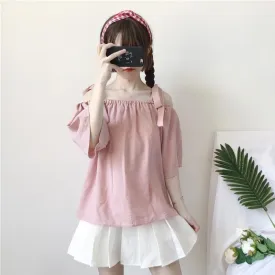 Kawaii Drawstring Striped Shirt