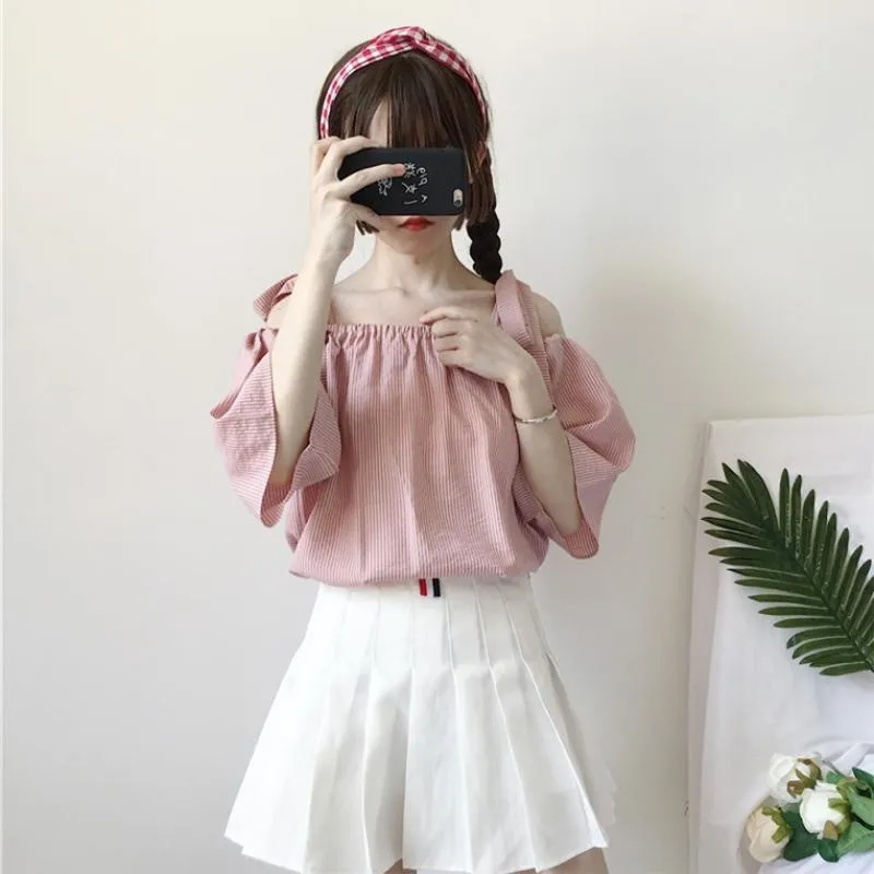 Kawaii Drawstring Striped Shirt