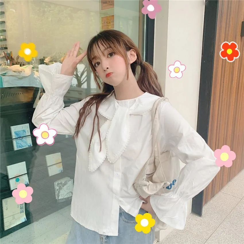 Kawaii Ruffles Flare Sleeved Shirt