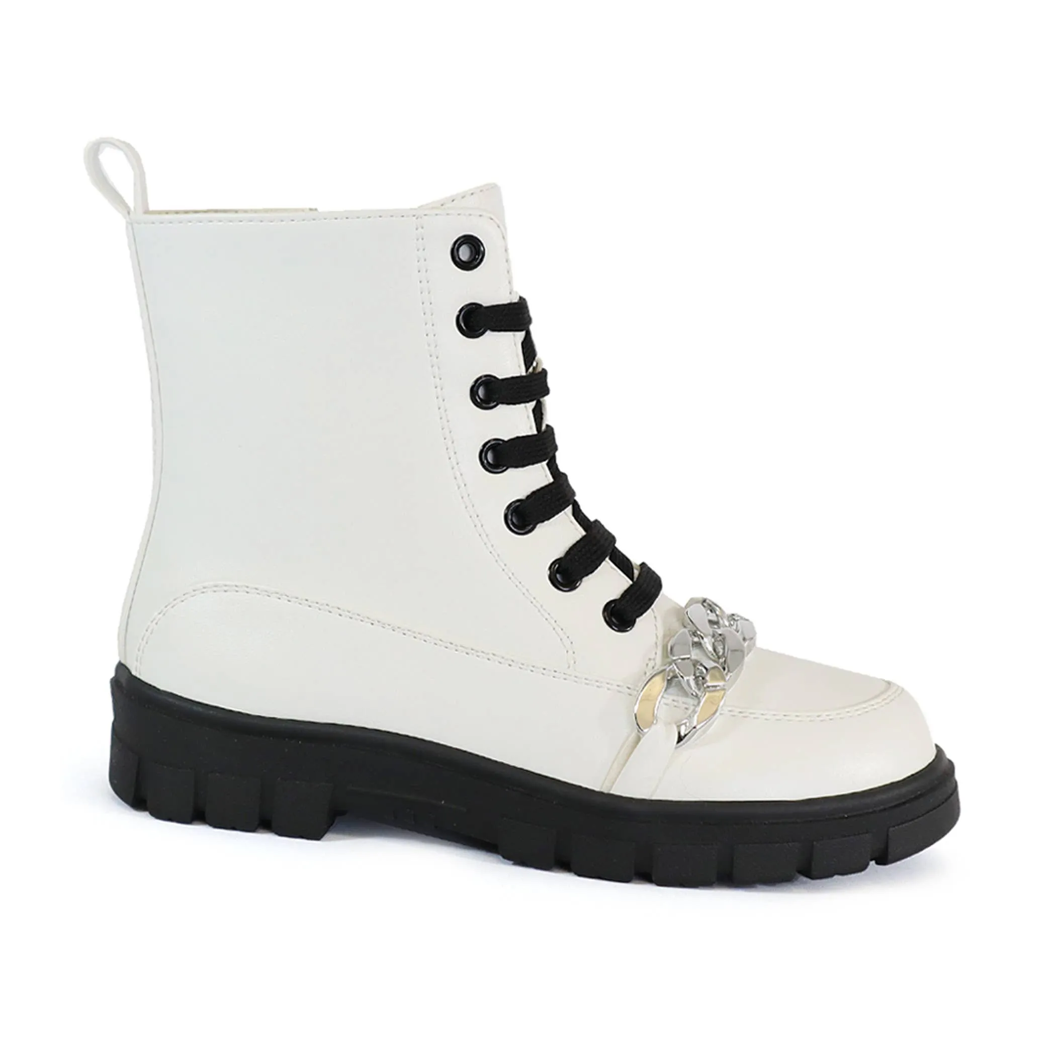 Krazy Kicks - Yoki Girls Solid Kids chain combat boot