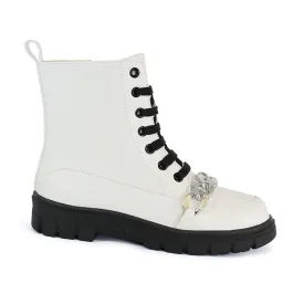 Krazy Kicks - Yoki Girls Solid Kids chain combat boot