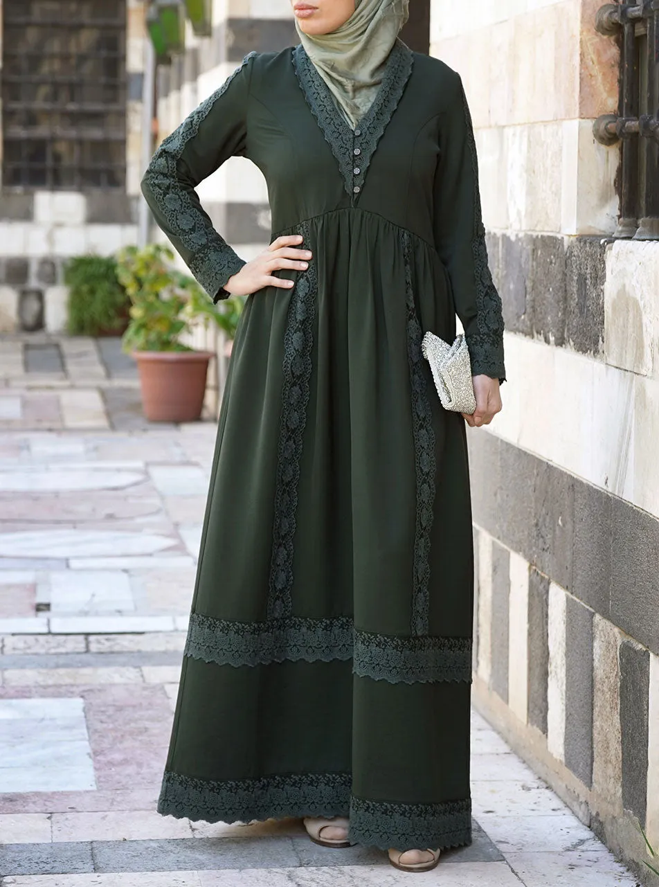 Lace Ruffled Abaya