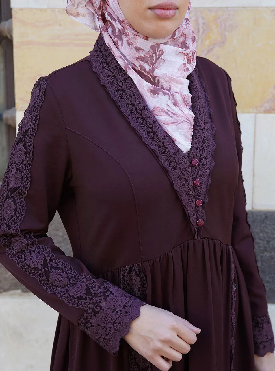 Lace Ruffled Abaya