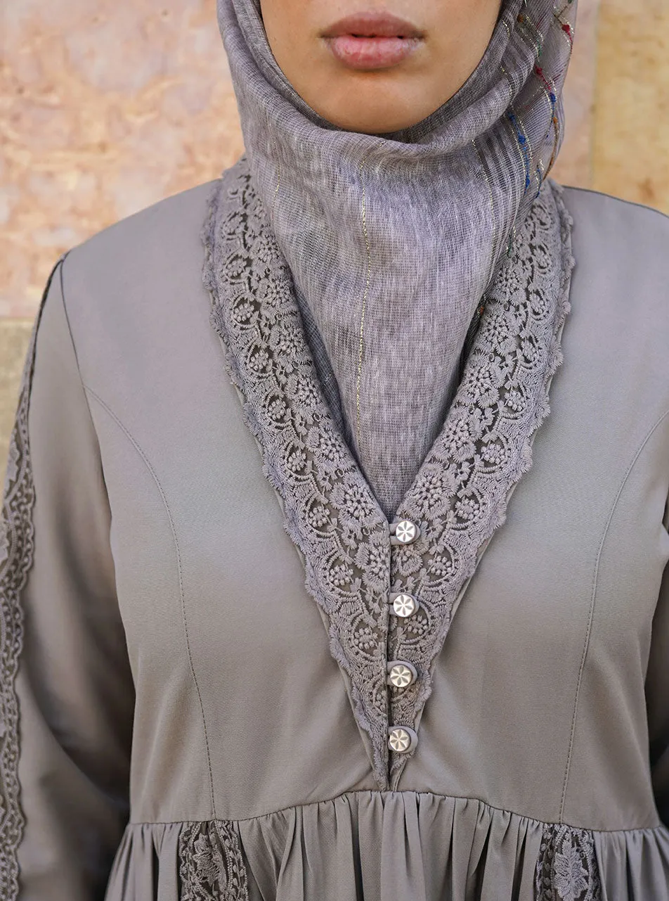 Lace Ruffled Abaya