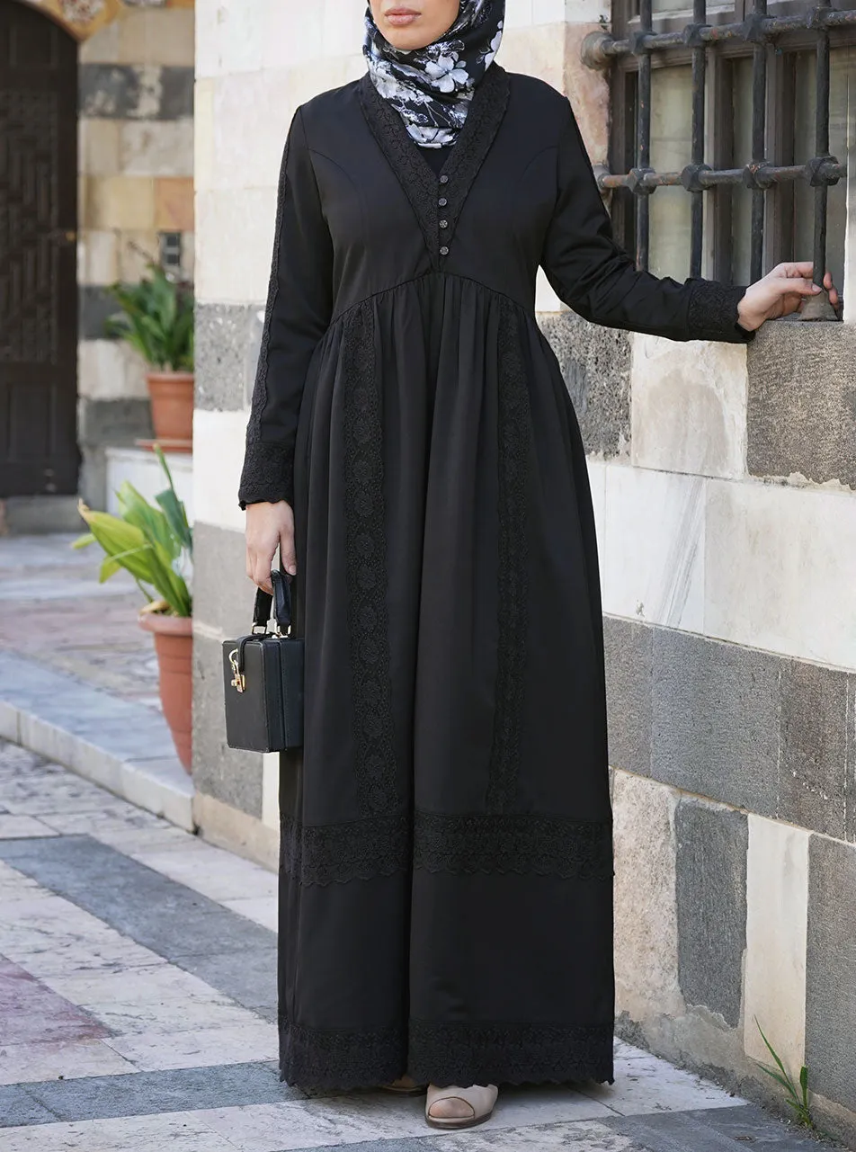 Lace Ruffled Abaya