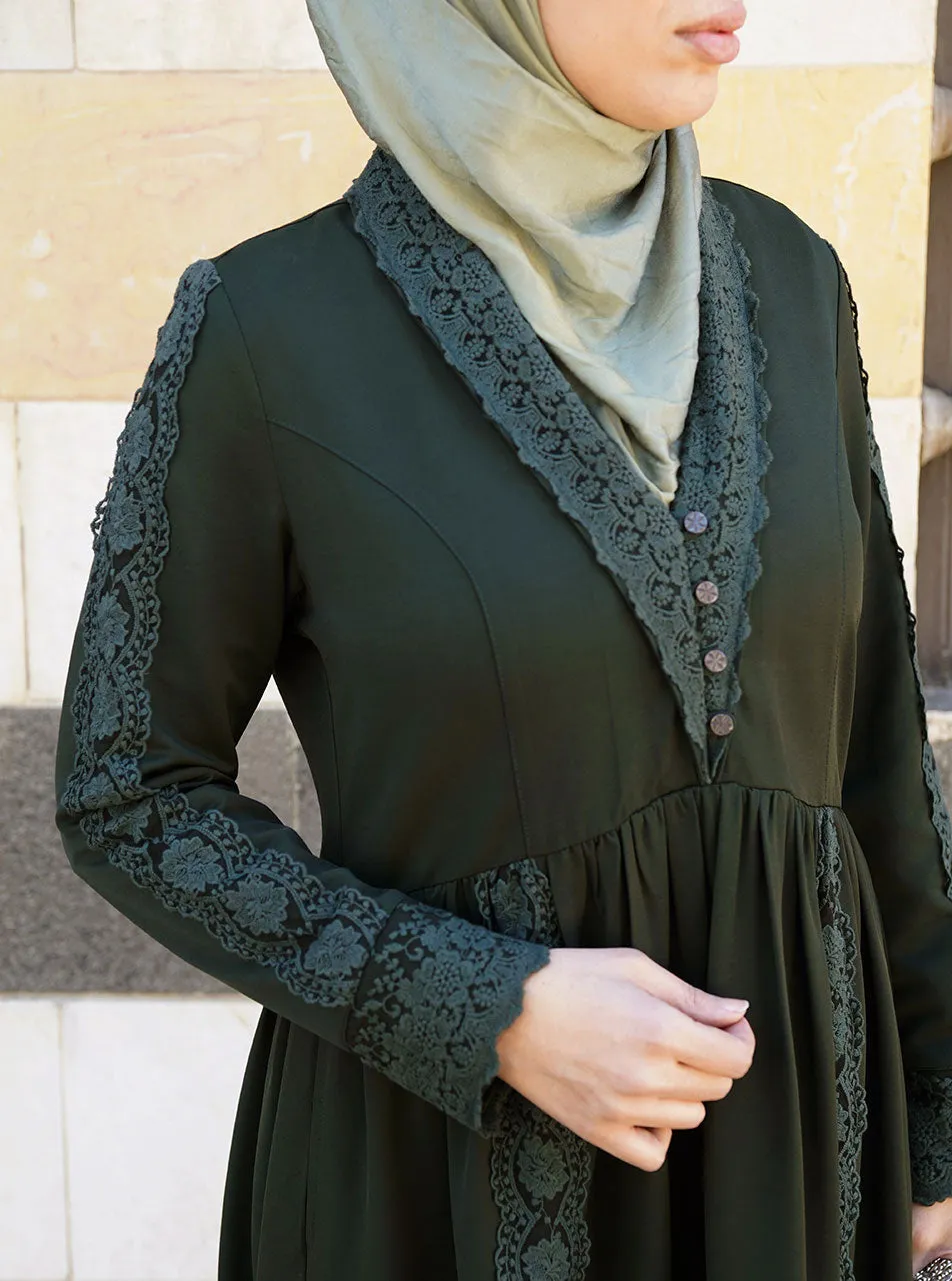 Lace Ruffled Abaya