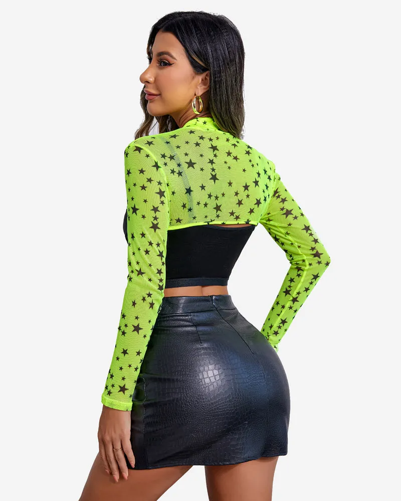 Leopard Long Sleeve See Through Shirt