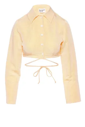 Margo Linen Long Sleeve Cropped Button Up