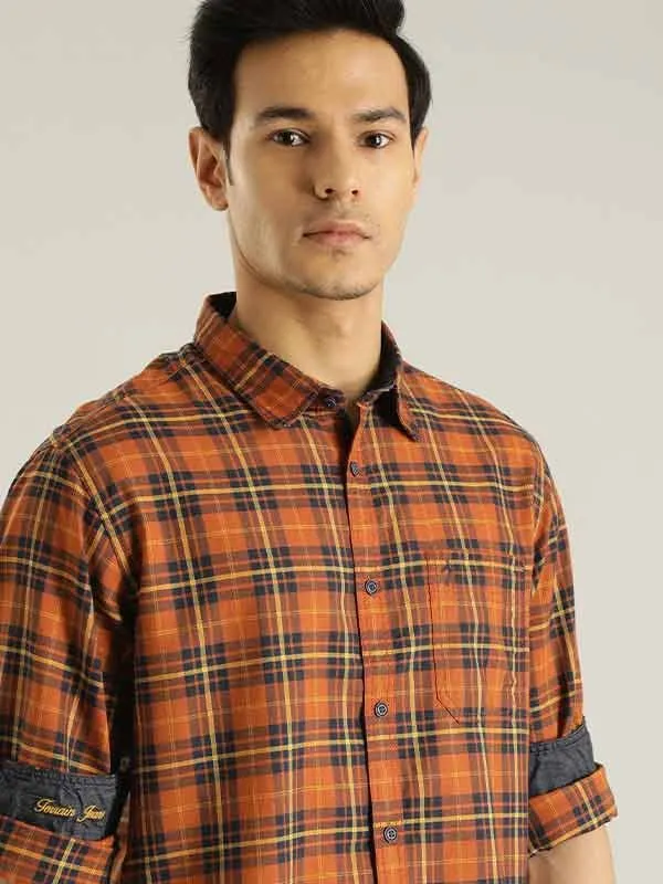 Men Checked Full Sleeve Cotton Blend Shirt