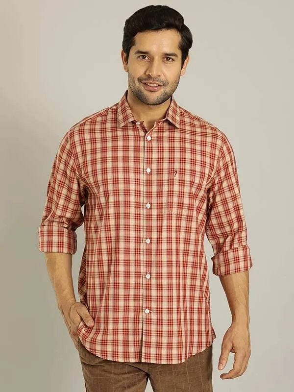 Men Checked Full Sleeve Cotton Blend Shirt