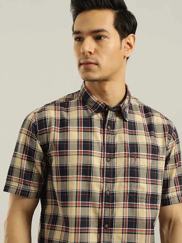 Men Checked Half Sleeve Cotton Blend Shirt