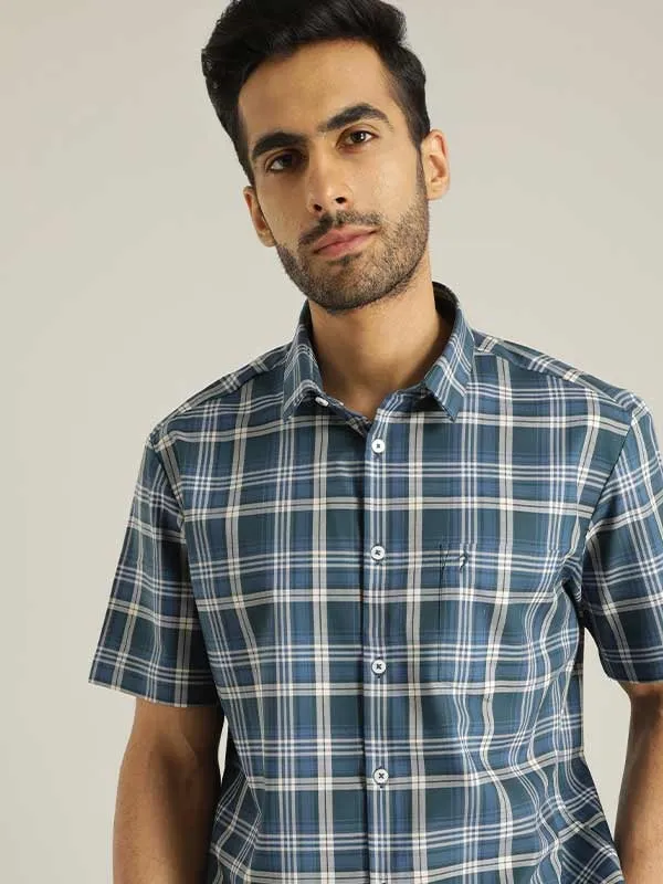 Men Checked Half Sleeve Cotton Shirt