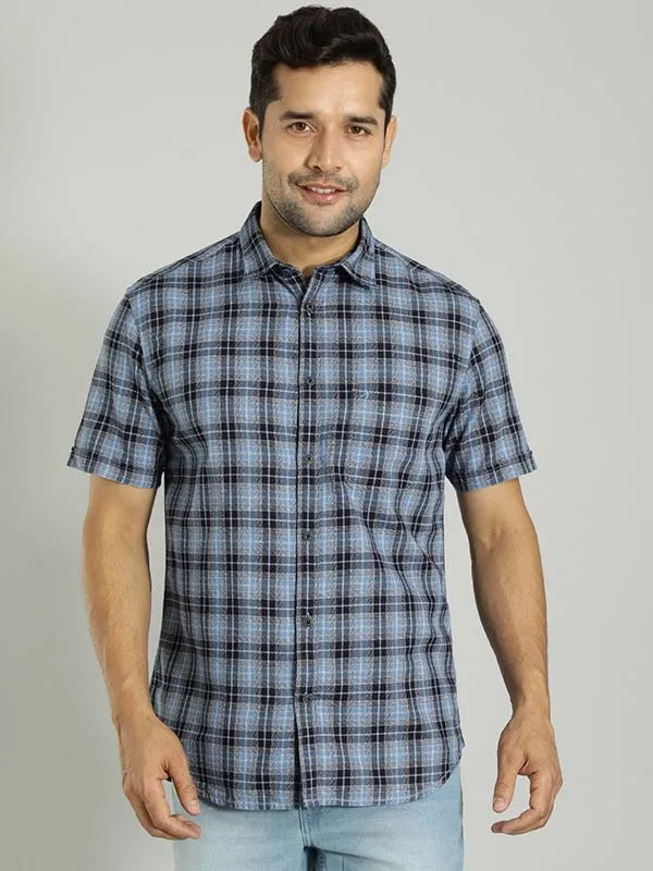 Men Checked Half Sleeve Cotton Shirt