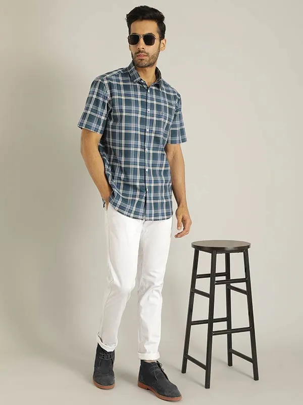 Men Checked Half Sleeve Cotton Shirt