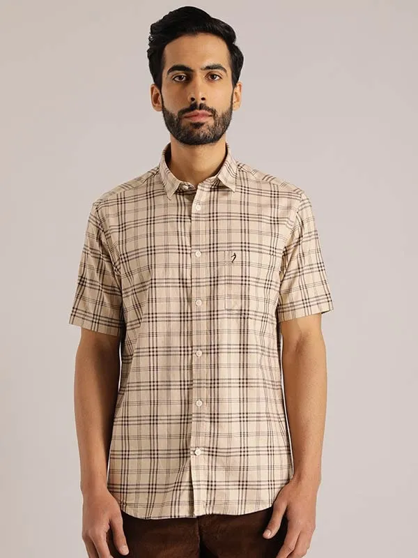 Men Checked Half Sleeve Cotton Shirt