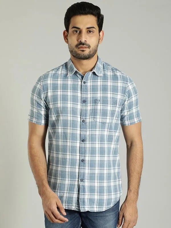 Men Checked Half Sleeve Cotton Shirt