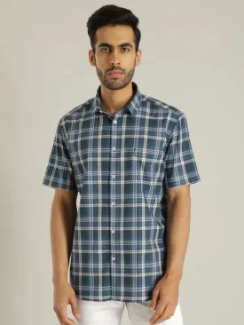 Men Checked Half Sleeve Cotton Shirt