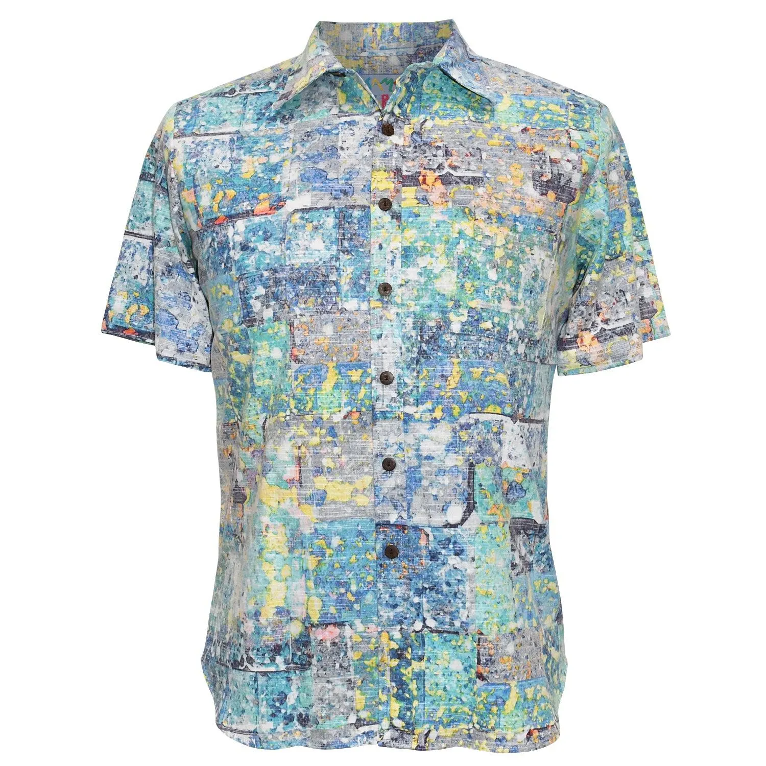 Men's Archival Collection Modern Fit Cotton Shirt - Blue Stone Yukata Reversed